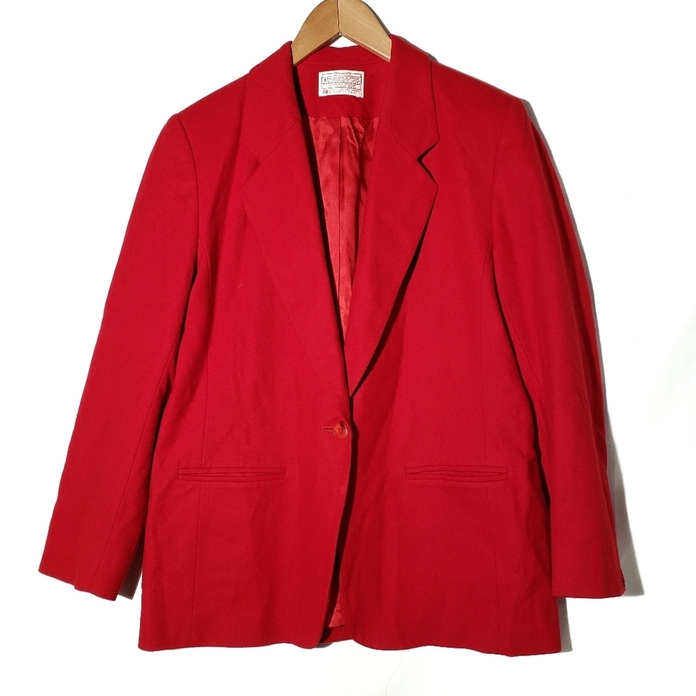 Vintage Pendleton Red Wool Blazer Jacket Single Button 10P‎ Coat